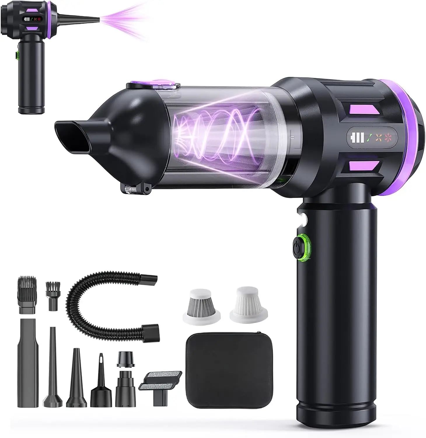 Portable Cordless Car Vacuum 4-in-1, 22000Pa Suction, Brushless Motor, Type-C Fast Charging, LED Light, for Car Home Pet Hair
Portable Cordless Car Vacuum 4-in-1, 22000Pa Suction, Brushless Motor, Type-C Fast Charging, LED Light, for Car Home Pet Hair