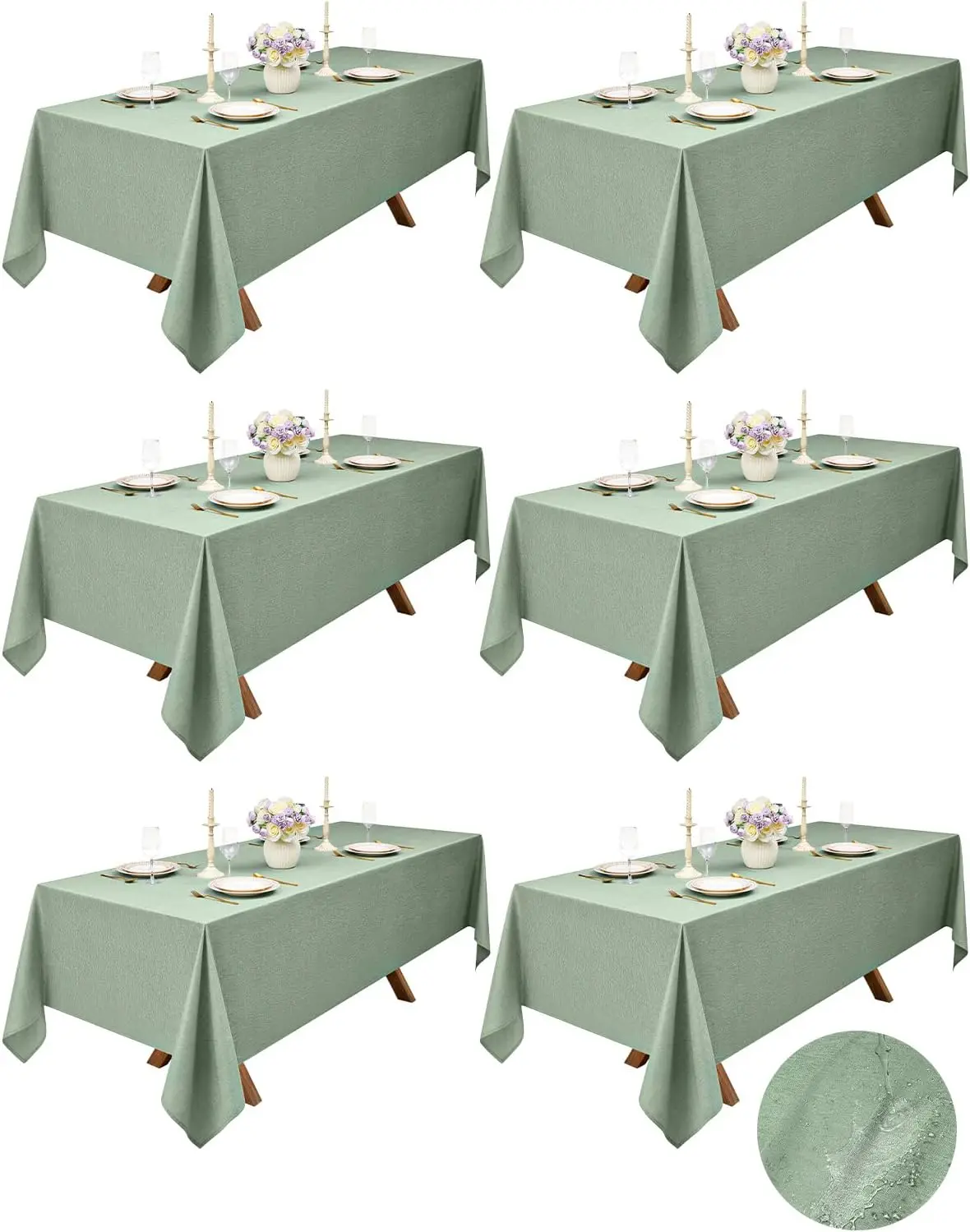 Linen Texture Tablecloths for 6 Ft Rectangle Tables, 6 Pack Sage Green Washable Polyester Rustic Fabric Table Cloth Cover for
Linen Texture Tablecloths for 6 Ft Rectangle Tables, 6 Pack Sage Green Washable Polyester Rustic Fabric Table Cloth Cover for