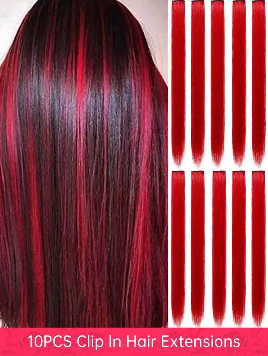 Set Of 10 Pink Clip-In Hair Extensions For Women - Perfect For Daily Wear, Parties, Roleplay, And Cosplay - Straight Hairpieces With Highlighted Coloring - Y2K Style Hair Accessories For Parties, Halloween, And More - 22 Inches
Set Of 10 Pink Clip-In Hair Extensions For Women - Perfect For Daily Wear, Parties, Roleplay, And Cosplay - Straight Hairpieces With Highlighted Coloring - Y2K Style Hair Accessories For Parties, Halloween, And More - 22 Inches