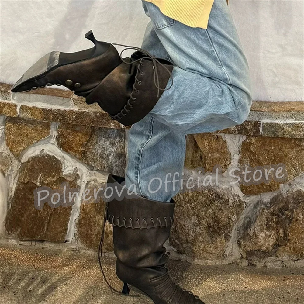 Women Pleated Faux Leather Pointed Toe Mid Calf Boots Vintage Distressed Design Pull-On Slouch Boots Casual Western Booties
Women Pleated Faux Leather Pointed Toe Mid Calf Boots Vintage Distressed Design Pull-On Slouch Boots Casual Western Booties