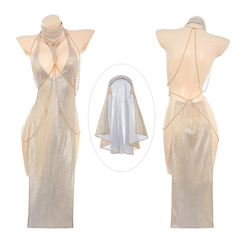 Anime Nun Costume Cosplay Outfit Sexy Women Goddess Gilding Chain Dress Halloween Performance Fancy Cute Sweet Dress Up Uniform
Anime Nun Costume Cosplay Outfit Sexy Women Goddess Gilding Chain Dress Halloween Performance Fancy Cute Sweet Dress Up Uniform