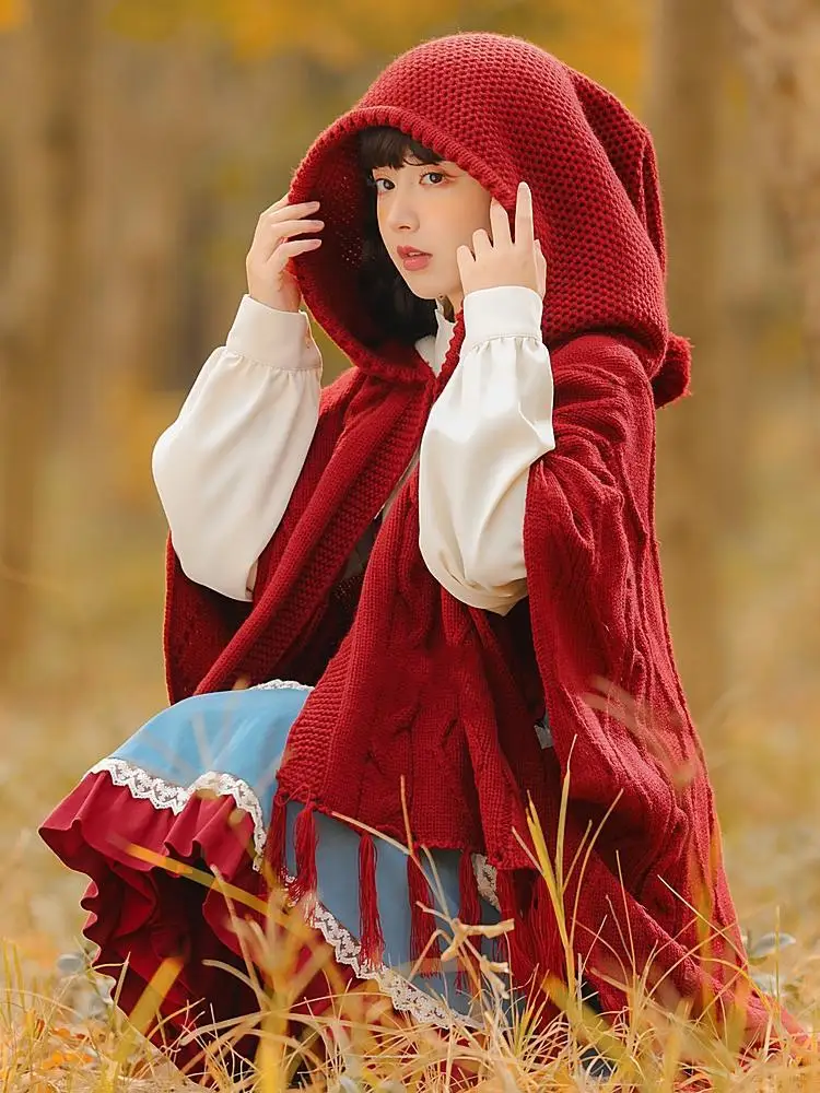 Japan Lolita Coat Retro Red Tibetan Exotic Sweater Coat Knitted Cloak Autumn And Winter
Japan Lolita Coat Retro Red Tibetan Exotic Sweater Coat Knitted Cloak Autumn And Winter