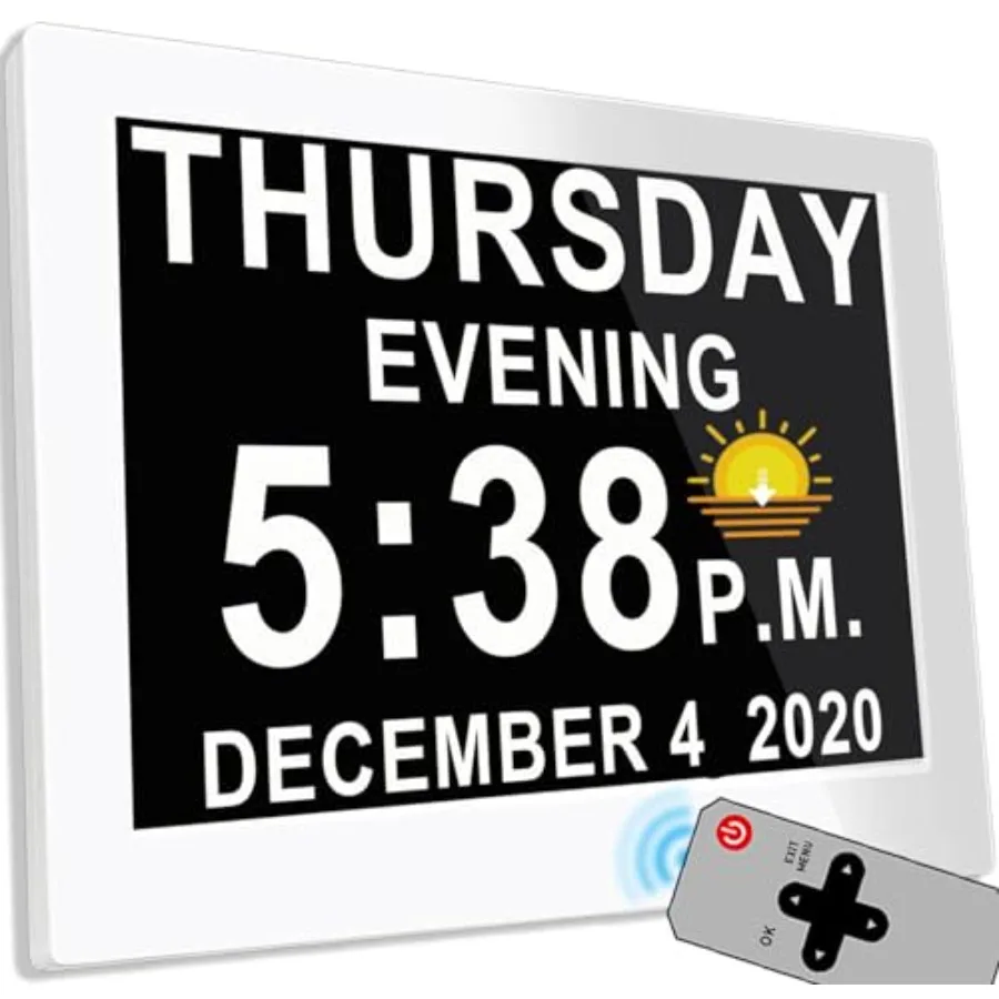 8 Inch Extra Large Upgraded Dementia Clock 19 Alarms with Auto DST, 20 Custom Reminders, 10-Level Auto Dimmer, 6 Display Modes,
8 Inch Extra Large Upgraded Dementia Clock 19 Alarms with Auto DST, 20 Custom Reminders, 10-Level Auto Dimmer, 6 Display Modes,