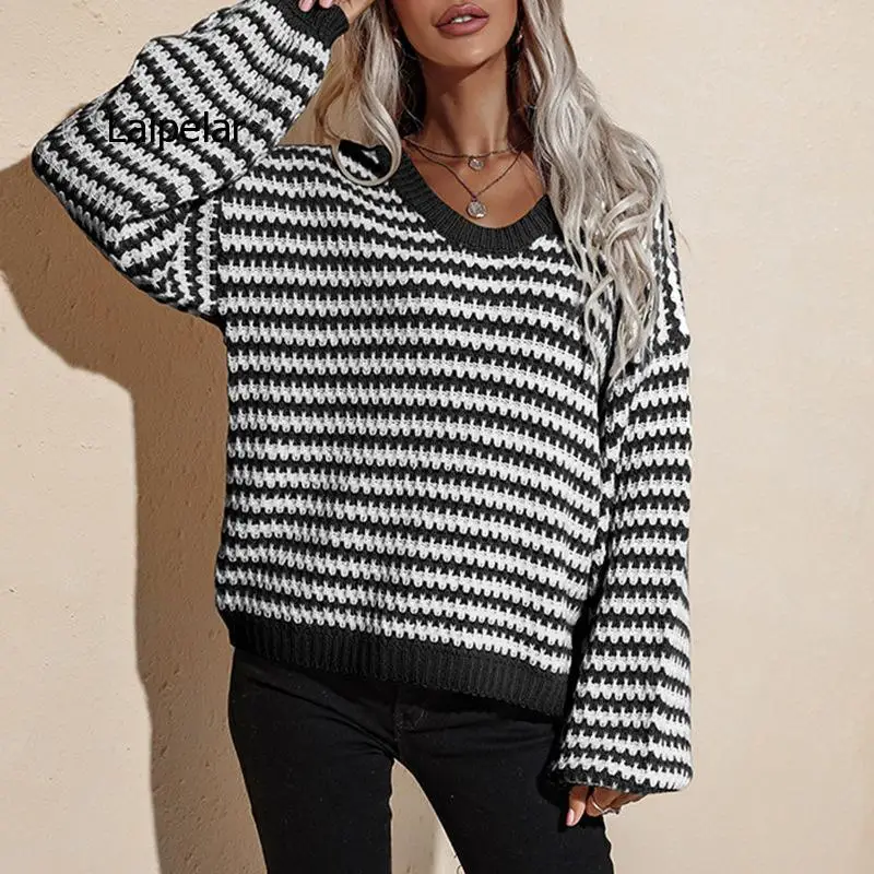 Women's sweater knit pullover autumn Casual O-Neck Long sleeve striped sweater Korean Style Tops fashion fall clothes for women
Women's sweater knit pullover autumn Casual O-Neck Long sleeve striped sweater Korean Style Tops fashion fall clothes for women