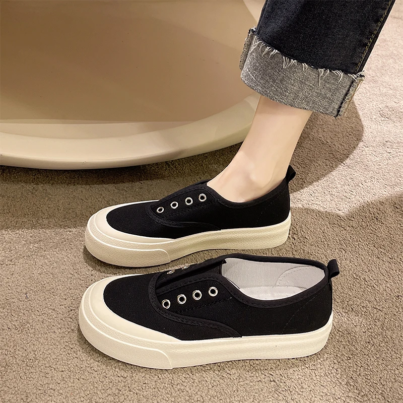Spring Summer 2026 Women's Versatile Thin Canvas Slip-On Casual Shoes Thick Bottom Low Cut round Toe Rubber Sole High Heel
Spring Summer 2026 Women's Versatile Thin Canvas Slip-On Casual Shoes Thick Bottom Low Cut round Toe Rubber Sole High Heel