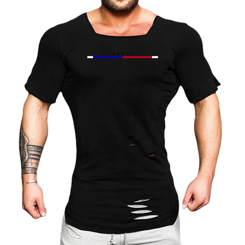Gym Fitness Sport Slim Fit Tops Summer Cool Breathable Cotton Short Sleeve T-Shirt Mens Bodybuilding Square Collar Hole Shirts
Gym Fitness Sport Slim Fit Tops Summer Cool Breathable Cotton Short Sleeve T-Shirt Mens Bodybuilding Square Collar Hole Shirts