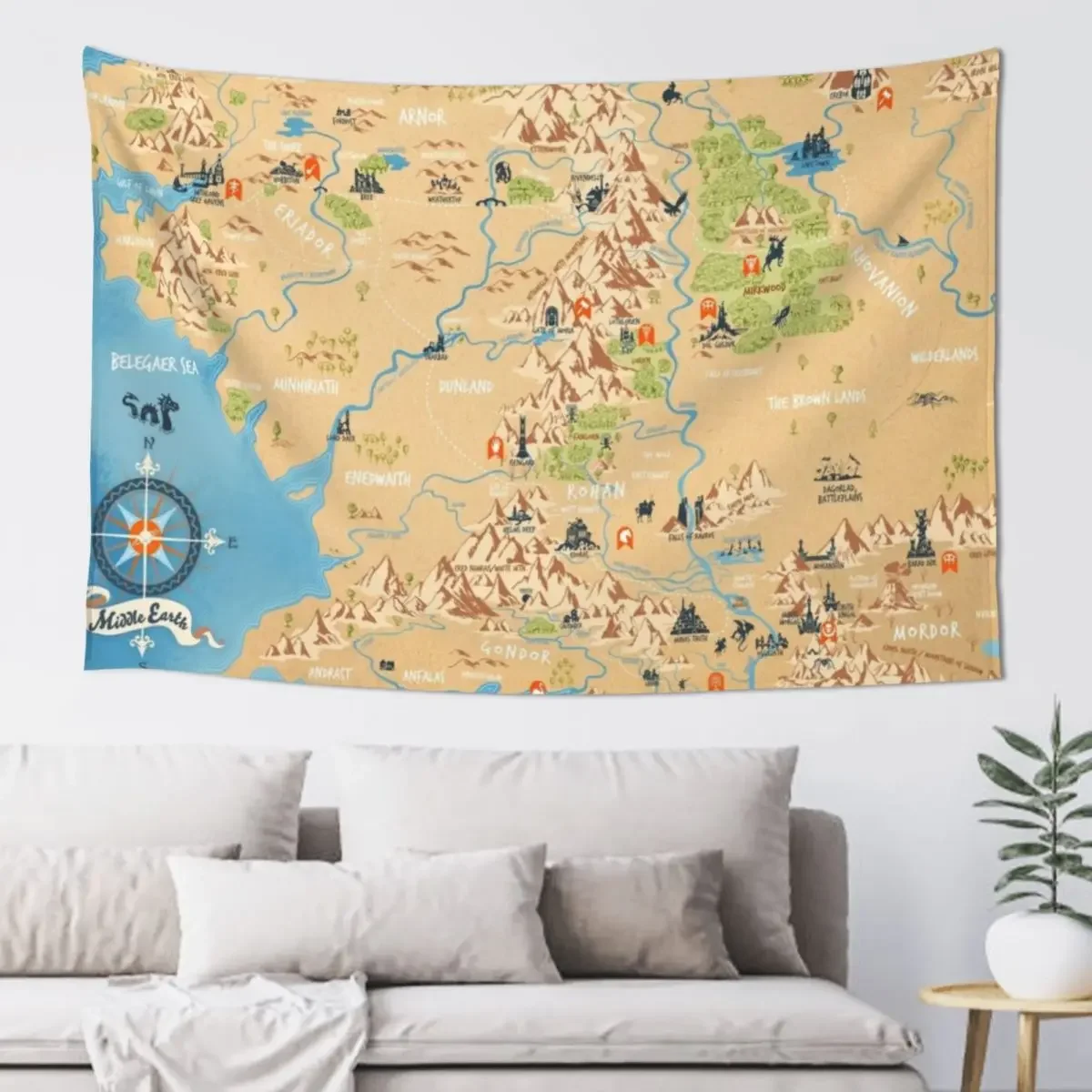 Tolkien - Middle earth map, simple icon illustrations Tapestry Japanese Room Decor Wall Decoration Tapestry
Tolkien - Middle earth map, simple icon illustrations Tapestry Japanese Room Decor Wall Decoration Tapestry