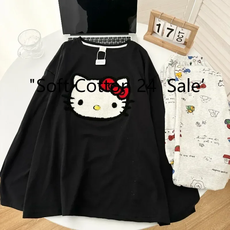 Summer new round neck pure cotton cartoon Hello Kitty cute pajamas women's long sleeves trousers loungewear two-piece set
Summer new round neck pure cotton cartoon Hello Kitty cute pajamas women's long sleeves trousers loungewear two-piece set