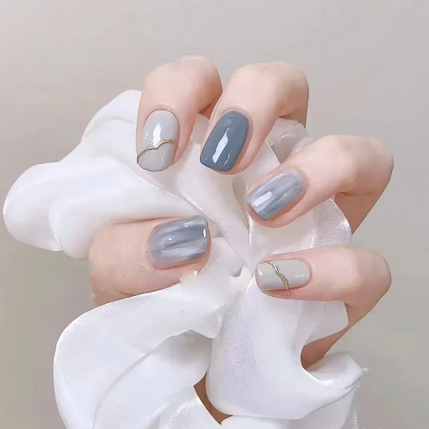 10pcs Handmade False Nails Ins Simple Gray Blue Press on Nails Sweet Korean Fake Nails Tips Wearable Full Cover
10pcs Handmade False Nails Ins Simple Gray Blue Press on Nails Sweet Korean Fake Nails Tips Wearable Full Cover