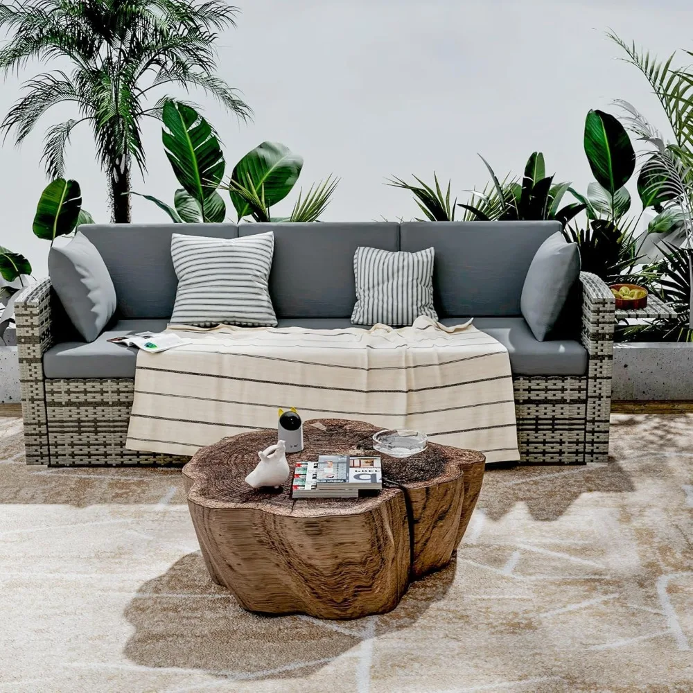 3-piece terrace furniture set, PE rattan sofa with cushion, all-weather willow modular sofa
3-piece terrace furniture set, PE rattan sofa with cushion, all-weather willow modular sofa