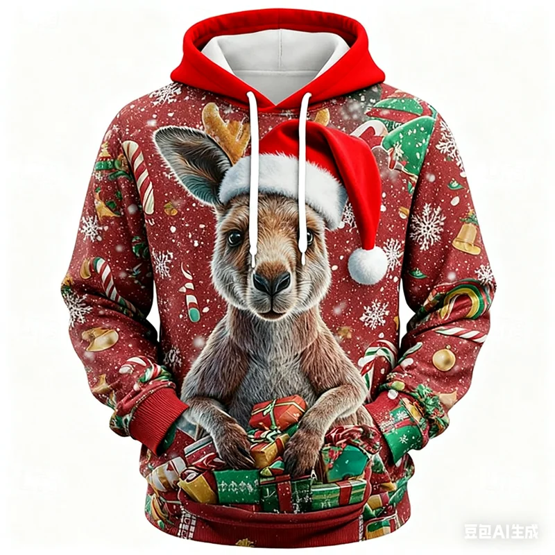 New Kangaroo Print Funny Christmas Men's Hoodies Fashion Holiday Long-Sleeve Tops Casual Crew Neck Loose-Fit Street Sweatshirts
New Kangaroo Print Funny Christmas Men's Hoodies Fashion Holiday Long-Sleeve Tops Casual Crew Neck Loose-Fit Street Sweatshirts