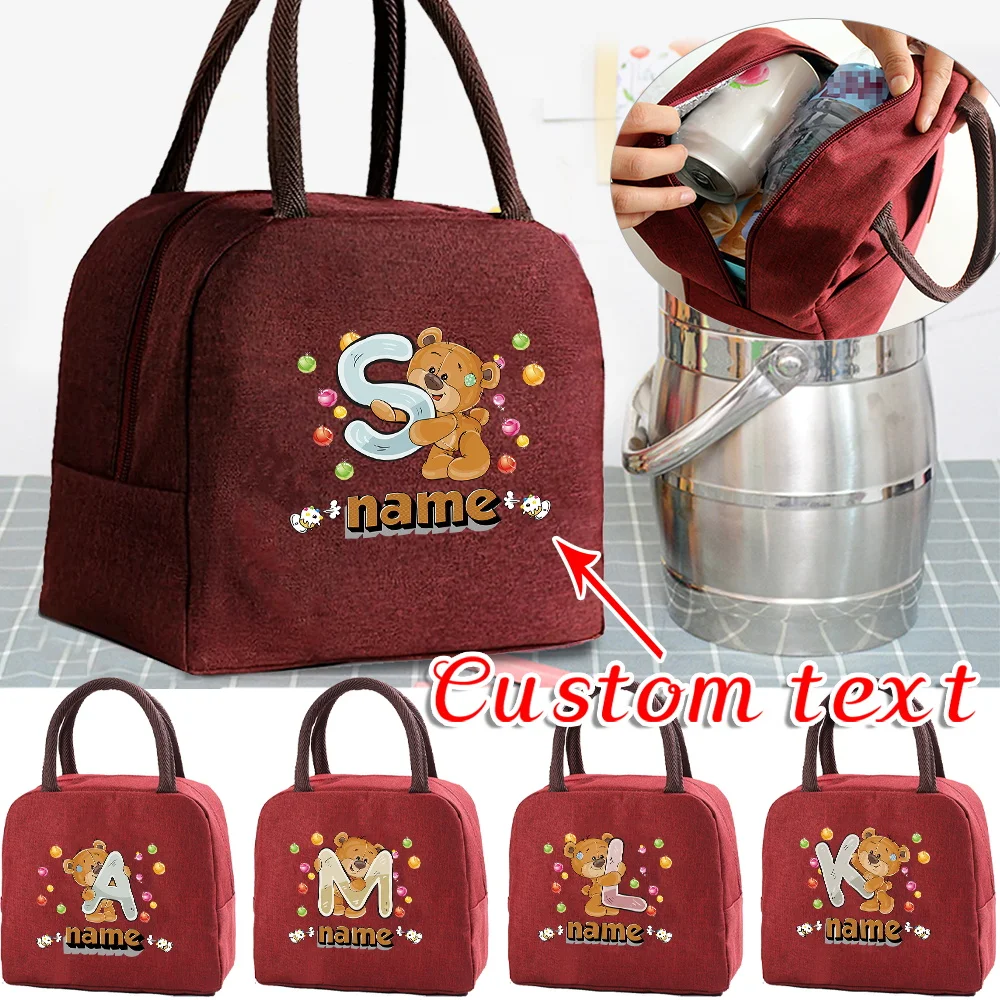 Customizable Name Insulated Canvas Lunch Bag Insulated Food Refrigerator Lunch Box Picnic Food Bag Fashion Letter Pattern Series
Customizable Name Insulated Canvas Lunch Bag Insulated Food Refrigerator Lunch Box Picnic Food Bag Fashion Letter Pattern Series