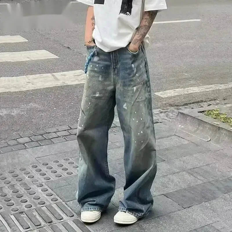 American Style Men's Denim Trousers Washed Splash-ink Contrast Color Vintage Bottom All-match Straight Male Jeans 99EFO
American Style Men's Denim Trousers Washed Splash-ink Contrast Color Vintage Bottom All-match Straight Male Jeans 99EFO