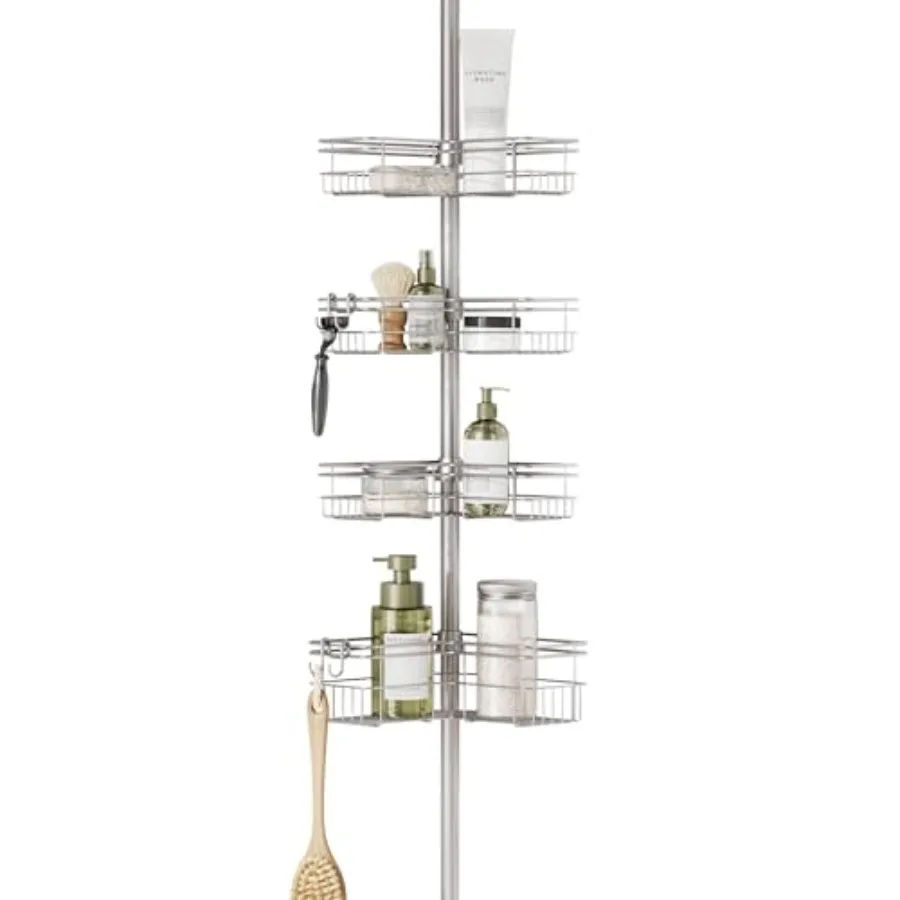 Tension Pole Shower Caddy Corner Organizer, Adjustable Standing Shower Caddy with 4 L-shaped Baskets and Hooks, Rust Resistant
Tension Pole Shower Caddy Corner Organizer, Adjustable Standing Shower Caddy with 4 L-shaped Baskets and Hooks, Rust Resistant