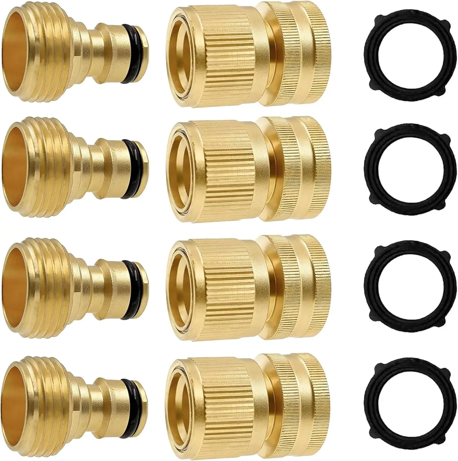 Solid Brass Garden Hose Quick Connector Kit, 3/4 Inch GHT Thread, No-Leak Male and Female Fittings, 4 Sets
Solid Brass Garden Hose Quick Connector Kit, 3/4 Inch GHT Thread, No-Leak Male and Female Fittings, 4 Sets