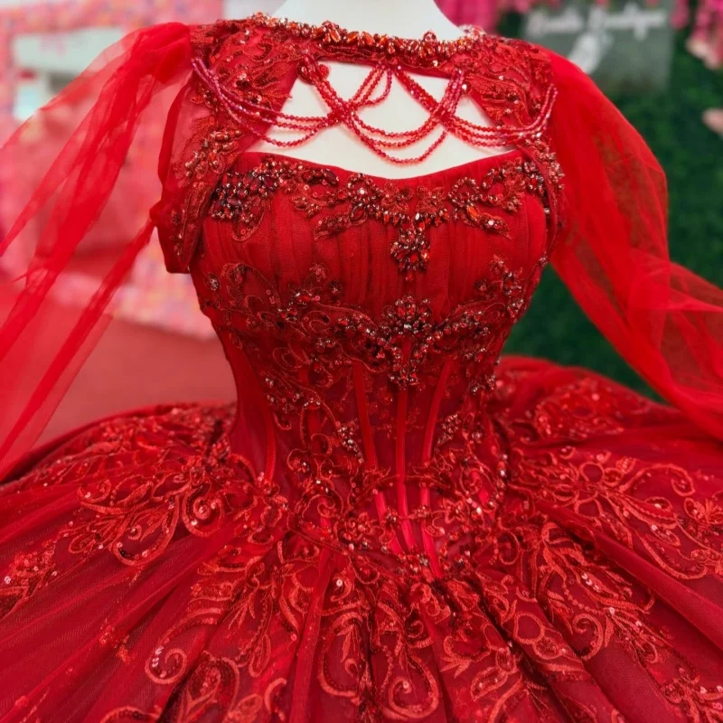 Shiny Red Quinceanera Dress off-shoulder Glitter Crystal Bead Decal Layering Long tail Bow vestidos de 15 Quinceanera Customize
Shiny Red Quinceanera Dress off-shoulder Glitter Crystal Bead Decal Layering Long tail Bow vestidos de 15 Quinceanera Customize