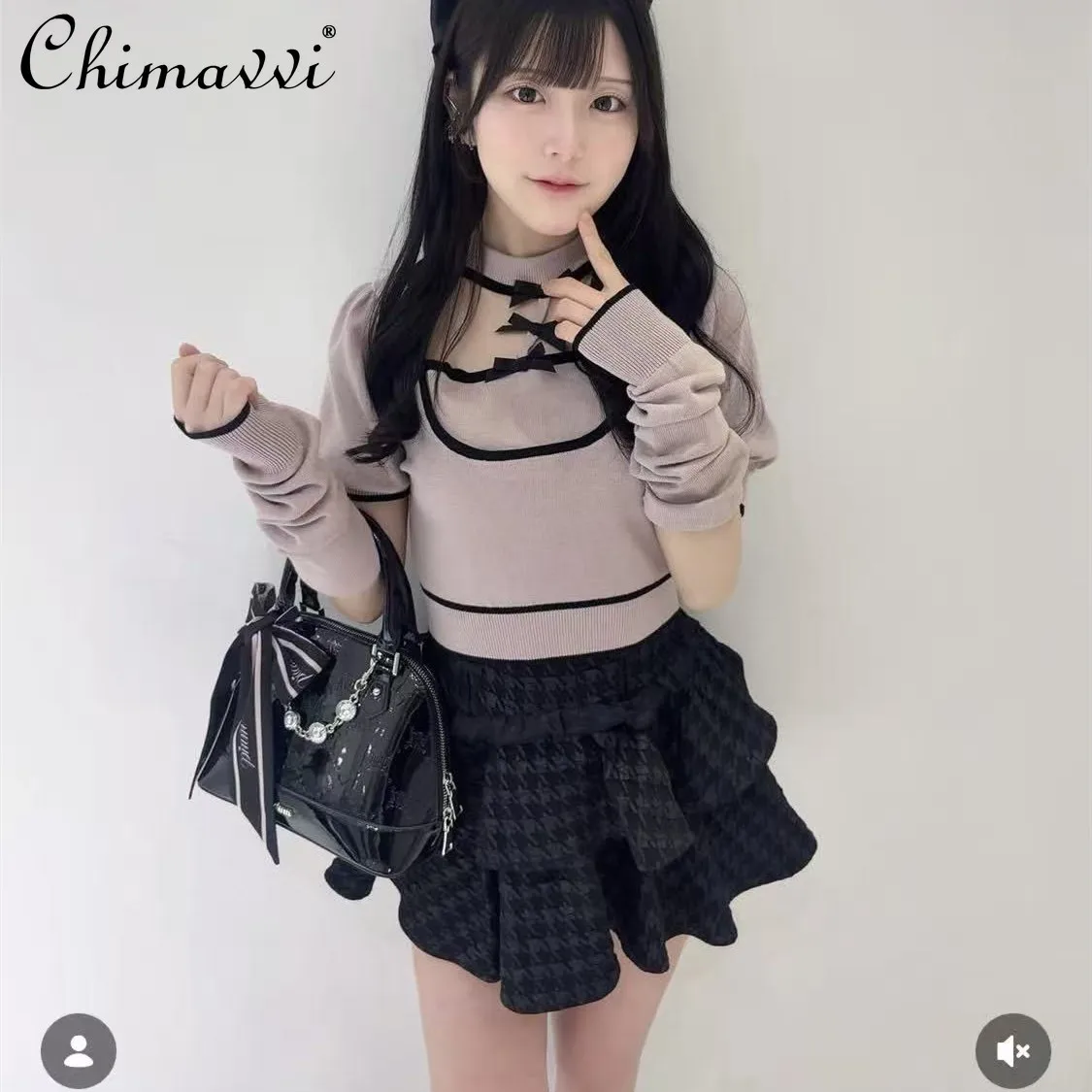 New Japanese Sweet Girl Fake Two-piece Pullover Fashion Bra Patchwork Bows Decorative Knitting Short Sleeve Tops with Sleeves
New Japanese Sweet Girl Fake Two-piece Pullover Fashion Bra Patchwork Bows Decorative Knitting Short Sleeve Tops with Sleeves