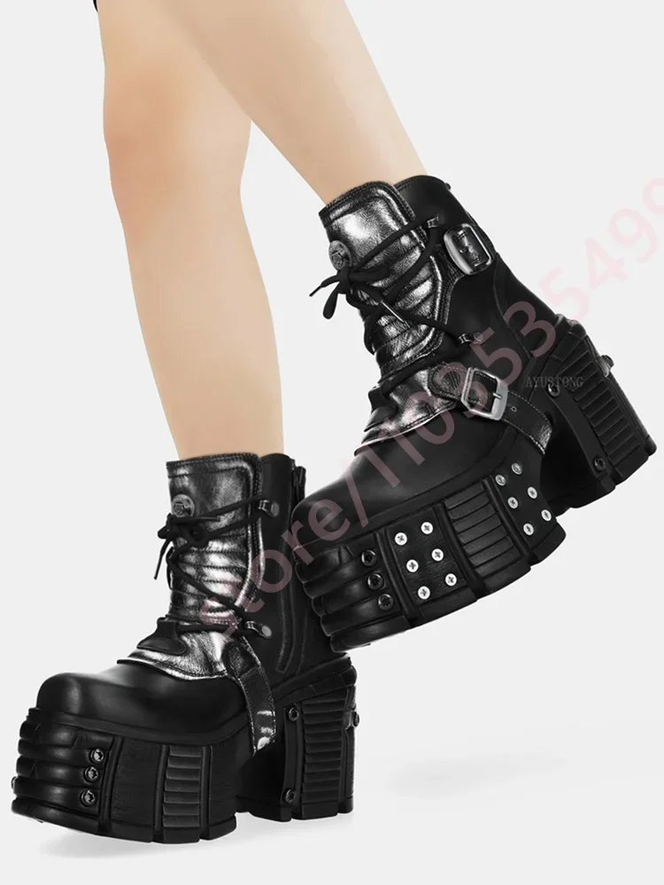 2025 Punk Thick Sole Belt Buckle Motorcycle Boots Autumn New Fashion Sports Casual Boots Street Rock Lace-Up Rivet Short Boots
2025 Punk Thick Sole Belt Buckle Motorcycle Boots Autumn New Fashion Sports Casual Boots Street Rock Lace-Up Rivet Short Boots