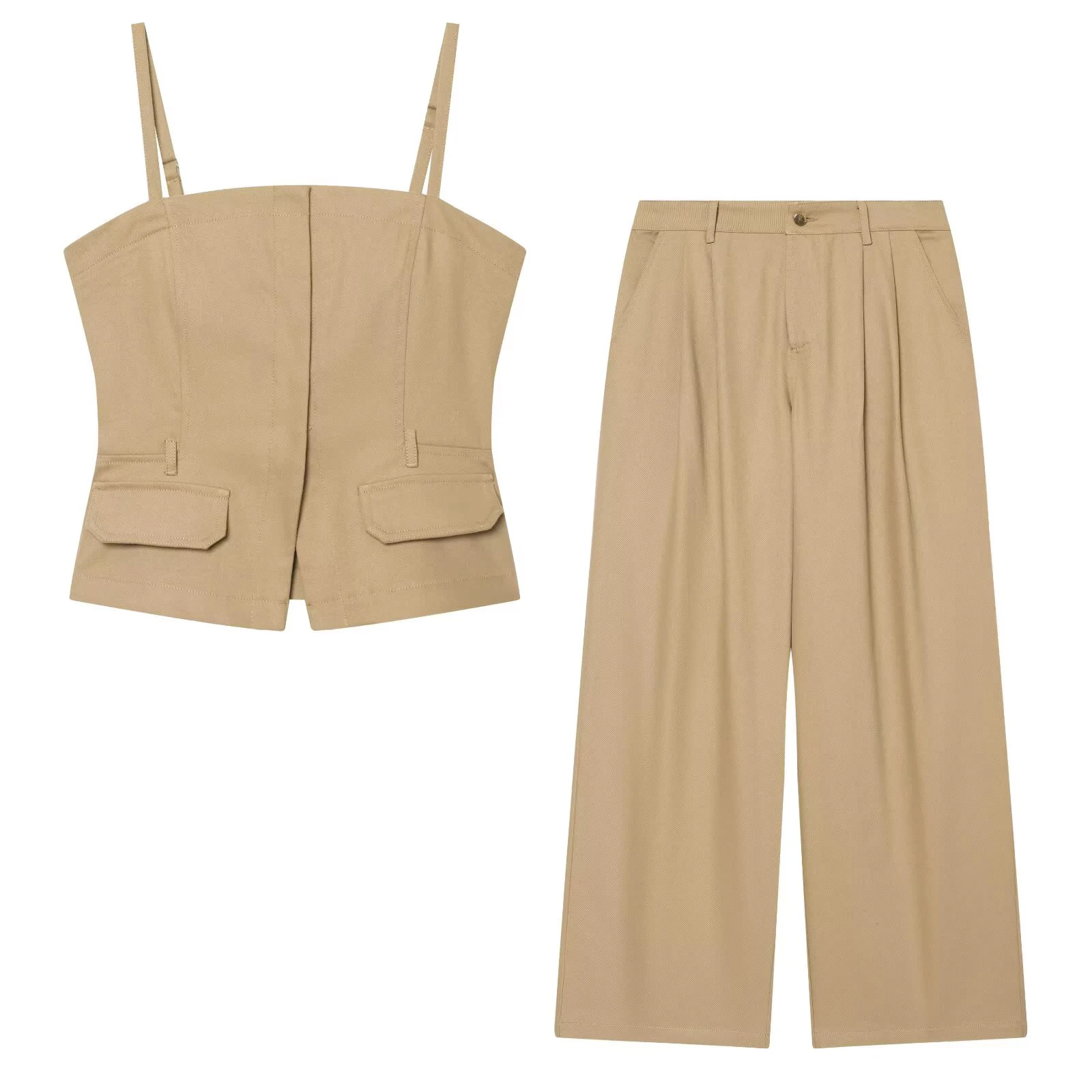 European and American style women's clothing new 2026 fashion solid color denim camisole short top long pants set
European and American style women's clothing new 2026 fashion solid color denim camisole short top long pants set