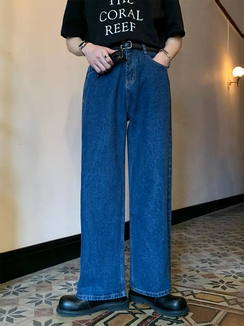 American Vibe High Street Deep Blue Wide Leg Men's Jeans Straight Loose Drape Casual Floor-Length Trousers Trendy
American Vibe High Street Deep Blue Wide Leg Men's Jeans Straight Loose Drape Casual Floor-Length Trousers Trendy
