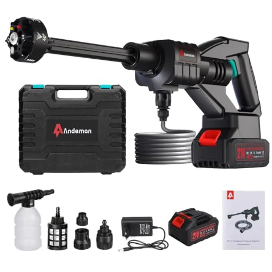 Cordless Pressure Washer 800PSI 1.5GPM - 3.0Ah Battery Portable Cordless Pressure Washer with 6-in-1 Nozzle for Car Washing Dri
Cordless Pressure Washer 800PSI 1.5GPM - 3.0Ah Battery Portable Cordless Pressure Washer with 6-in-1 Nozzle for Car Washing Dri