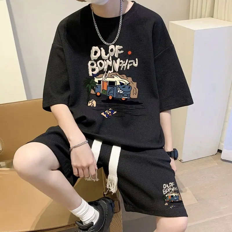 Mens Waffle Knit 2 Piece Set Summer Short Sleeve Top and Shorts Casual Streetwear Fashion Outfit Hip Hop Tracksuit
Mens Waffle Knit 2 Piece Set Summer Short Sleeve Top and Shorts Casual Streetwear Fashion Outfit Hip Hop Tracksuit