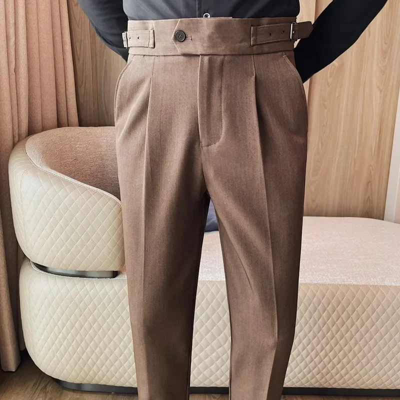 British Style Autumn New Men High Waist Suit Pants Men Solid Slim Fit Office Dress Pants Formal Business Wedding Party Trousers
British Style Autumn New Men High Waist Suit Pants Men Solid Slim Fit Office Dress Pants Formal Business Wedding Party Trousers