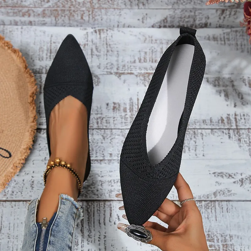 Women's Pointed Toe Flat Shoes Solid Color Knitted Slip on Shoes Casual Breathable Ballet Flats Women Flat Shoes Loafers Women
Women's Pointed Toe Flat Shoes Solid Color Knitted Slip on Shoes Casual Breathable Ballet Flats Women Flat Shoes Loafers Women