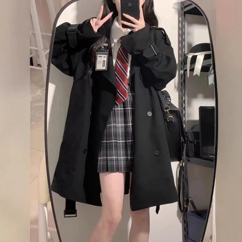 Women Solid Windbreaker Spring Autumn New Korean Casual Double Breasted Student Trench Coat Leisure Fashion Elegant Top
Women Solid Windbreaker Spring Autumn New Korean Casual Double Breasted Student Trench Coat Leisure Fashion Elegant Top