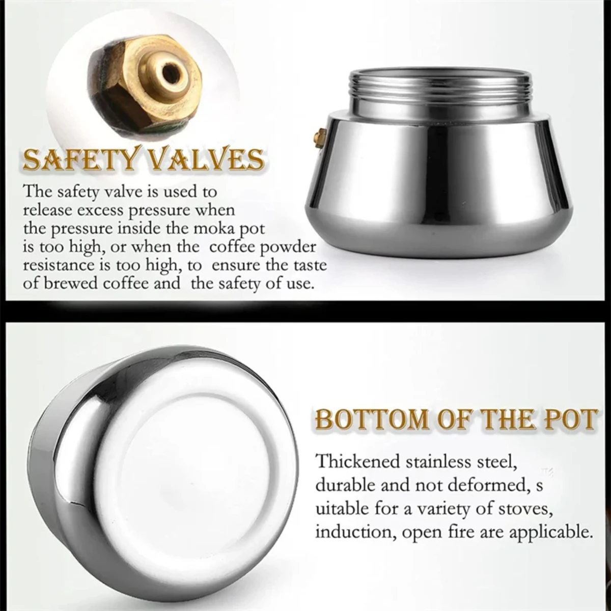 4/6/9 Cups Stainless Steel Moka Pot Caffe Machine Espresso Cups Coffee Makers Latte Percolator Stove Top Moka Coffee Maker Pot
4/6/9 Cups Stainless Steel Moka Pot Caffe Machine Espresso Cups Coffee Makers Latte Percolator Stove Top Moka Coffee Maker Pot