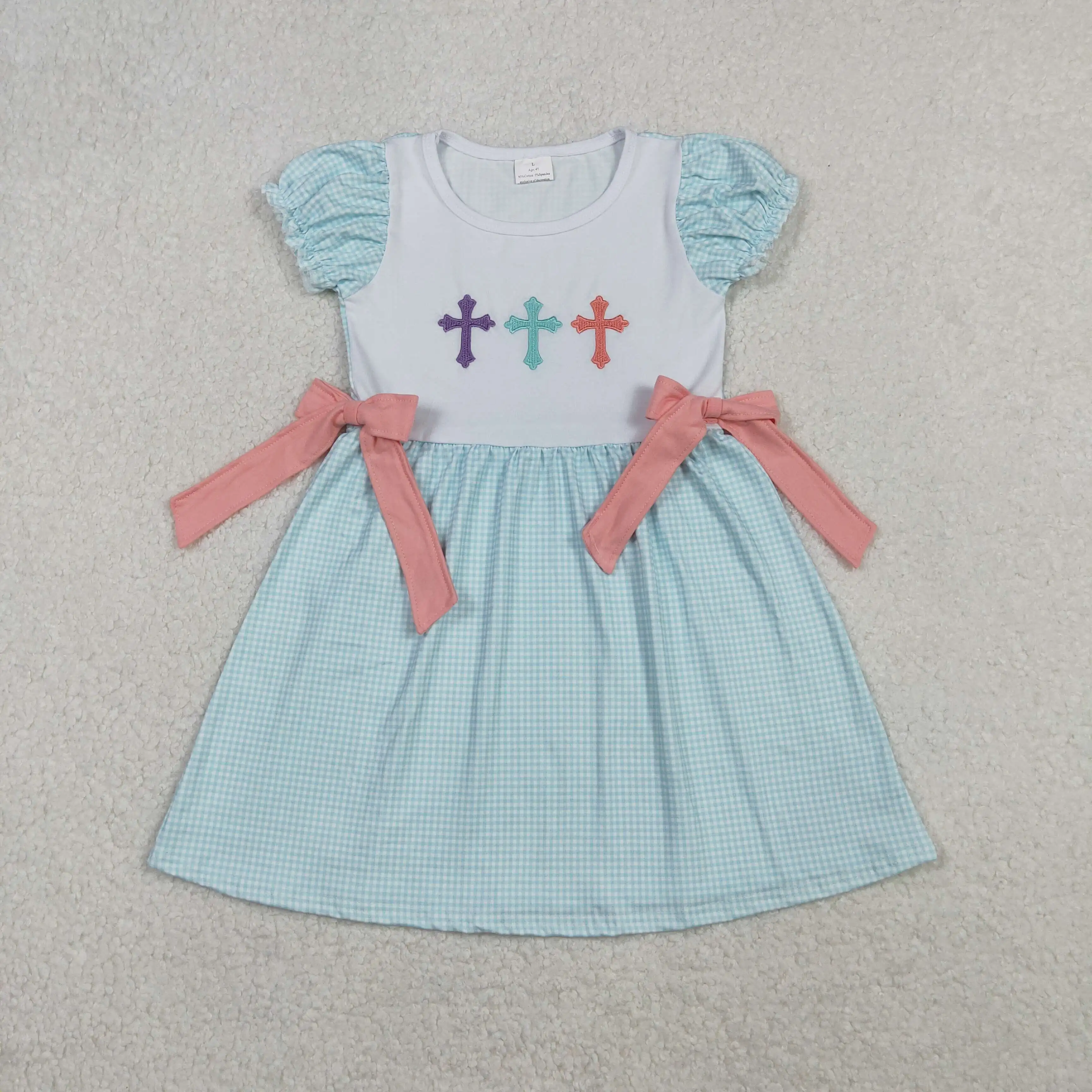 Baby Girls Embroidery Cross Knee-Length Dress Short Sleeves Plaid Easter Bows Kids Dress Spring Summer Autumn Wear
Baby Girls Embroidery Cross Knee-Length Dress Short Sleeves Plaid Easter Bows Kids Dress Spring Summer Autumn Wear
