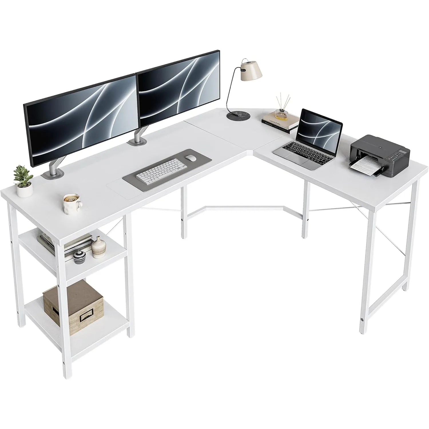 L Shaped Desk, 59.1 Inch Reversible Corner Desk with Storage Shelves, Home Office Desk for Writing Gaming Study, White
L Shaped Desk, 59.1 Inch Reversible Corner Desk with Storage Shelves, Home Office Desk for Writing Gaming Study, White