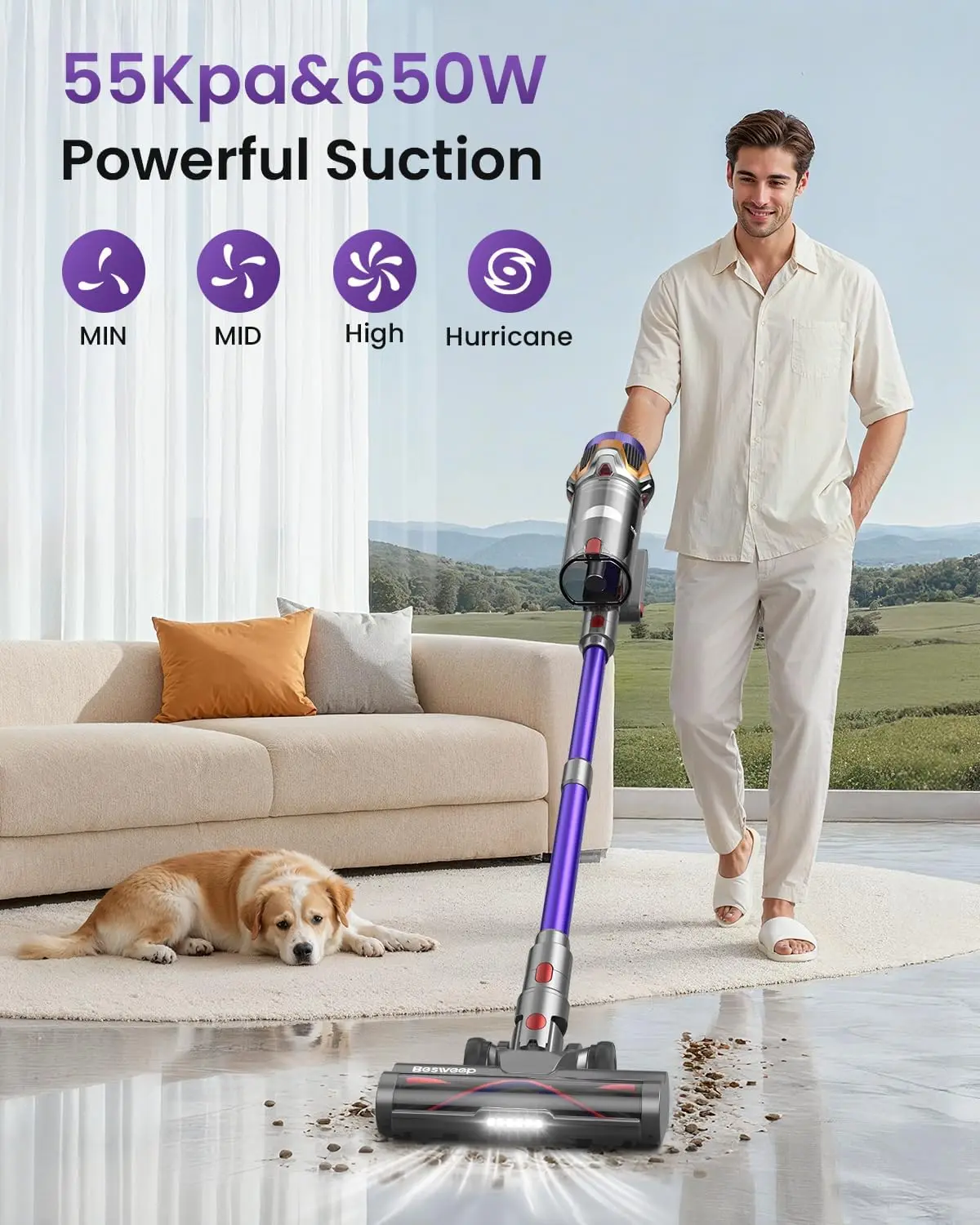 Cordless Vacuum Cleaner 55Kpa/650W/70Mins,1.8L Self Standing Stick Vacuum,Upgraded Vacuum Cordless with Hurricane Mode,Touch Scr
Cordless Vacuum Cleaner 55Kpa/650W/70Mins,1.8L Self Standing Stick Vacuum,Upgraded Vacuum Cordless with Hurricane Mode,Touch Scr