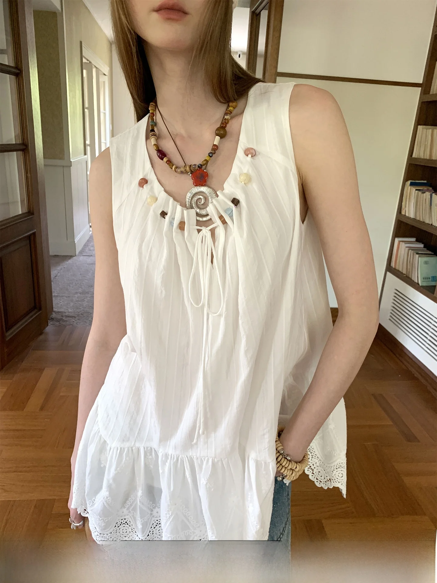 Летний хлопковый комплект DIDDI MODA: романтическая повседневная свободная дышащая юбка-жилет с вышивкой и бисером для женщин
Летний хлопковый комплект DIDDI MODA: романтическая повседневная свободная дышащая юбка-жилет с вышивкой и бисером для женщин