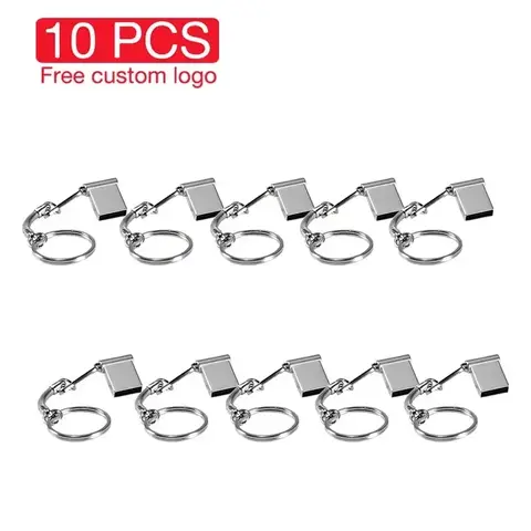 10 PCS LOT USB Flash Drive 128GB Super Mini Metal Memory Stick 64GB Free Key Chain Pen Drive 32GB Creative Gift USB Stick 16GB