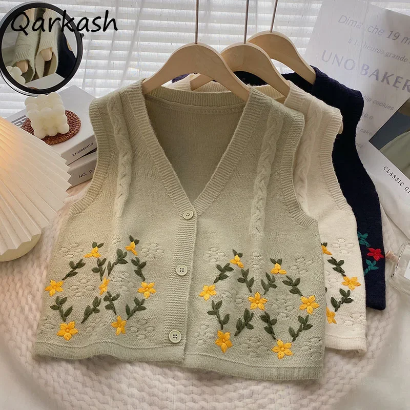 Embroidered Vests Women V-neck Single Breasted Floral Leaf Chic Knitted Vintage Folk Style Streetwear Sweet Fresh Trendy
Embroidered Vests Women V-neck Single Breasted Floral Leaf Chic Knitted Vintage Folk Style Streetwear Sweet Fresh Trendy