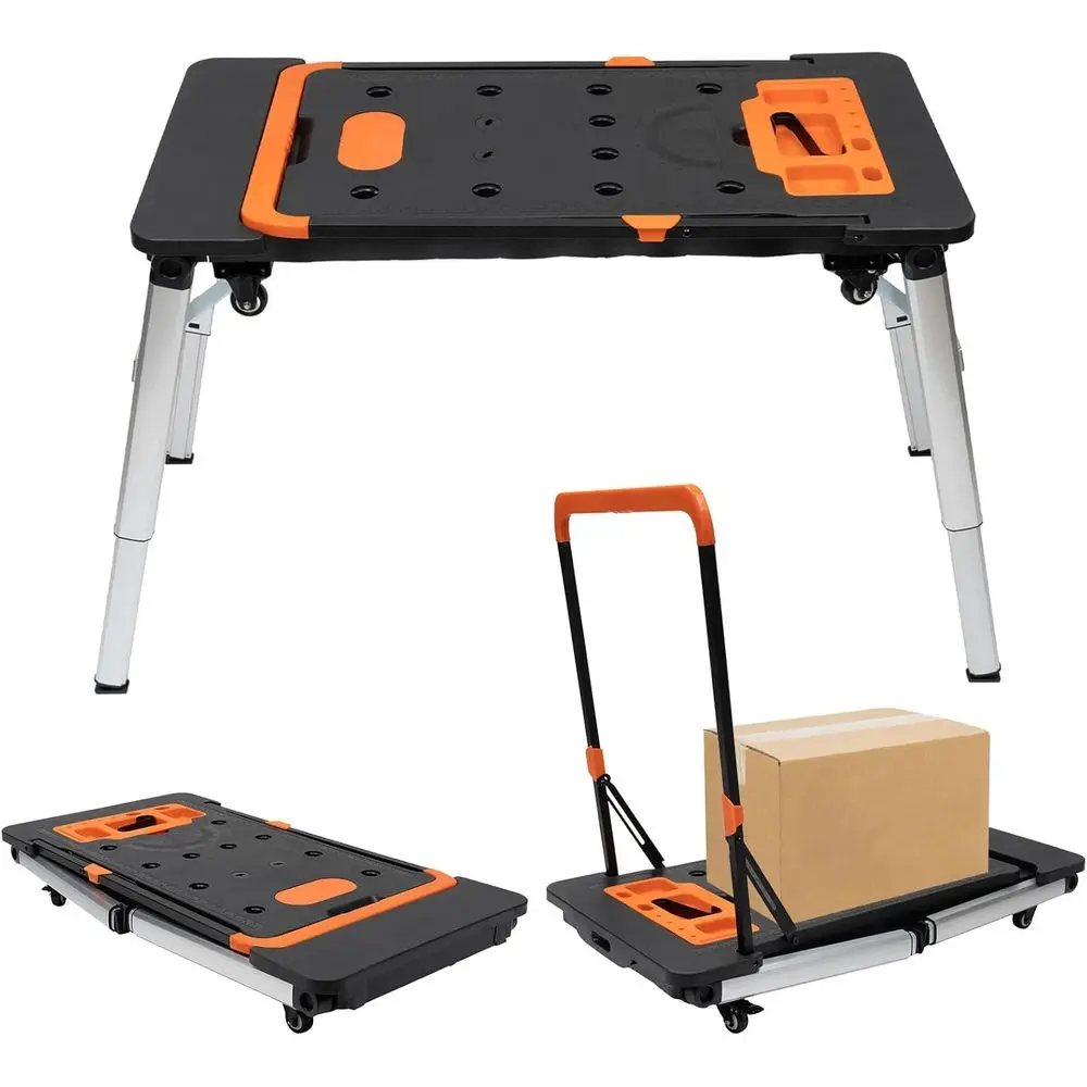 Versatile 7-in-1 Folding Workbench for Garage: Portable, Sawhorse, Scaffold, Platform, Mobile, Dolly, Hand Truck with 4 Wheels
Versatile 7-in-1 Folding Workbench for Garage: Portable, Sawhorse, Scaffold, Platform, Mobile, Dolly, Hand Truck with 4 Wheels