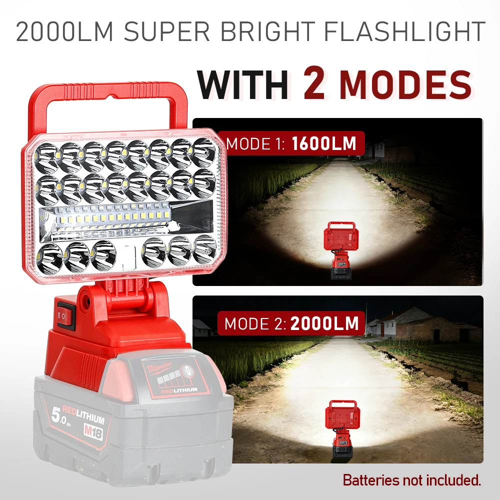 Светодиодный фонарь 2000LM 18W для аккумулятора Milwaukee M18, рабочий фонарь с USB-портом для кемпинга и экстренных ситуаций (аккумулятор в комплект не входит)
Светодиодный фонарь 2000LM 18W для аккумулятора Milwaukee M18, рабочий фонарь с USB-портом для кемпинга и экстренных ситуаций (аккумулятор в комплект не входит)