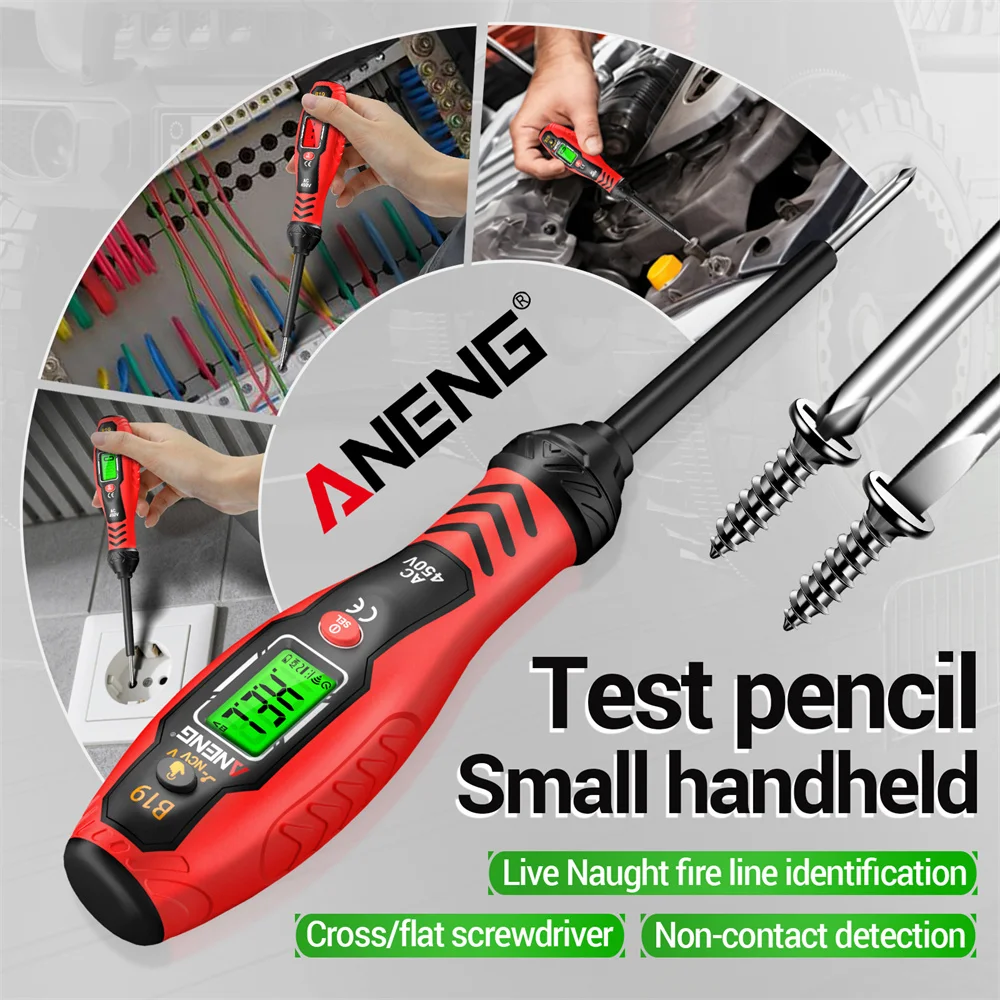 ANENG B19 Cross/flat Screwdriver Pen Small Handheld Test Pencil Non-contact Detection 30-1000V Voltage Buzzer Breakpoint Finder
ANENG B19 Cross/flat Screwdriver Pen Small Handheld Test Pencil Non-contact Detection 30-1000V Voltage Buzzer Breakpoint Finder