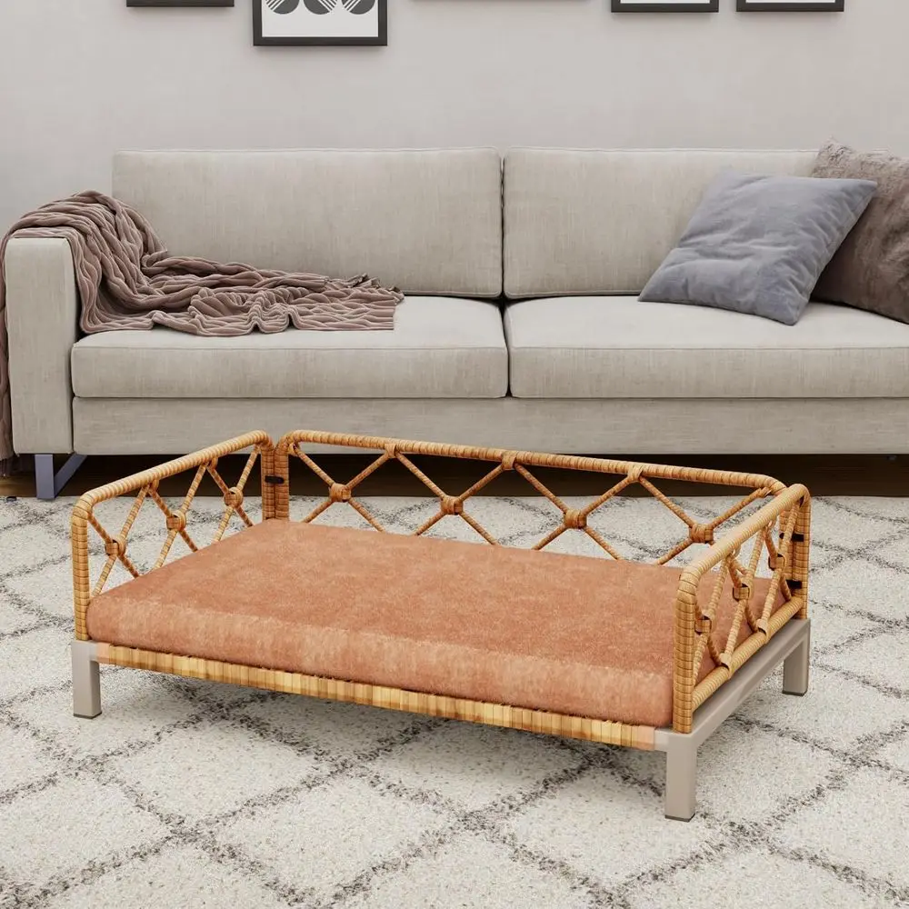 Elevated Orthopedic Rattan Dog Bed with Removable Cushion for Indoor Use - Brown
Elevated Orthopedic Rattan Dog Bed with Removable Cushion for Indoor Use - Brown