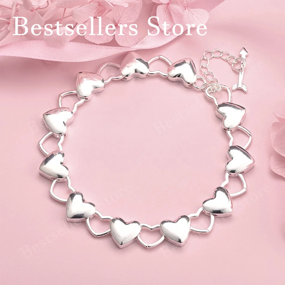 Elegant 925 sterling silver 8-inch exquisite heart-shaped bracelet for women's fashion parties, wedding jewelry
Elegant 925 sterling silver 8-inch exquisite heart-shaped bracelet for women's fashion parties, wedding jewelry