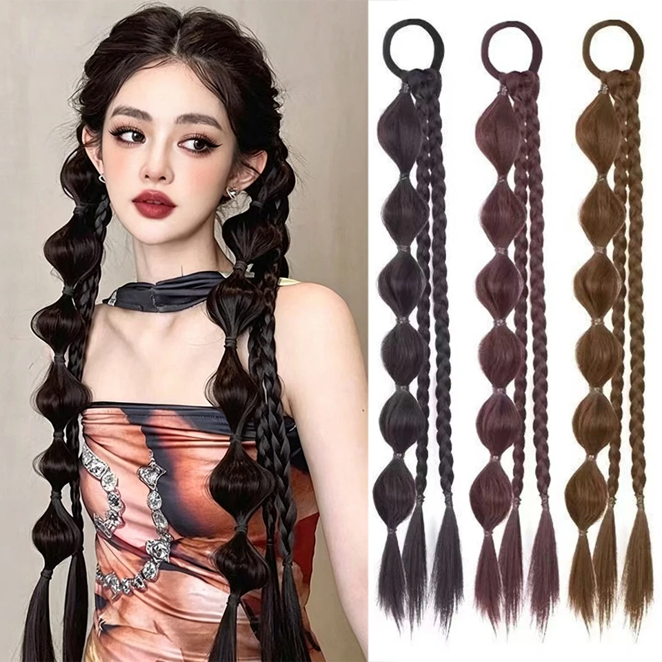 Bubble braided ponytail synthetic wig lantern bubble double ponytail hair accessory suitable for women's daily party use
Bubble braided ponytail synthetic wig lantern bubble double ponytail hair accessory suitable for women's daily party use