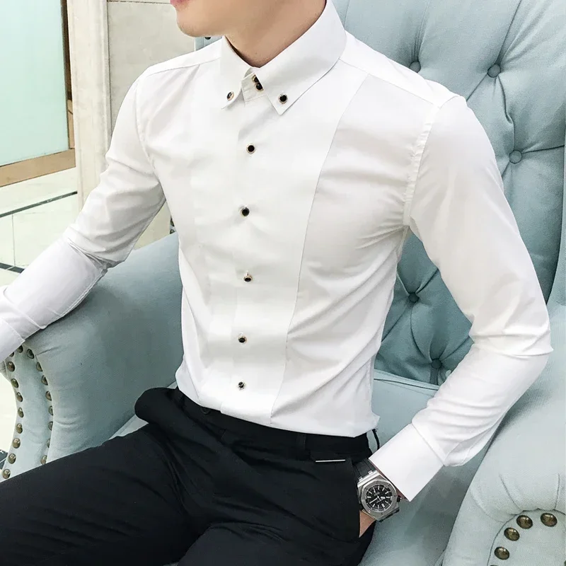 Men's Shirts Luxury Brand New Long Sleeve Elegant Shirts For Men Clothing Slim Fit Casual Mens Dress Shirts Formal Black/White
Men's Shirts Luxury Brand New Long Sleeve Elegant Shirts For Men Clothing Slim Fit Casual Mens Dress Shirts Formal Black/White