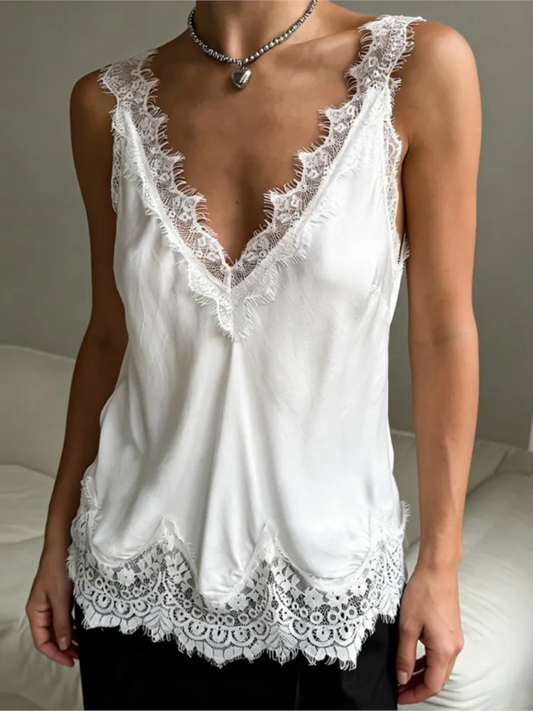 2026 Temperament Blusas Sleeveless T Shirt Tees Top For Woman Elegant French Lace Patchwork Solid Color Fashion V-link All-match
2026 Temperament Blusas Sleeveless T Shirt Tees Top For Woman Elegant French Lace Patchwork Solid Color Fashion V-link All-match