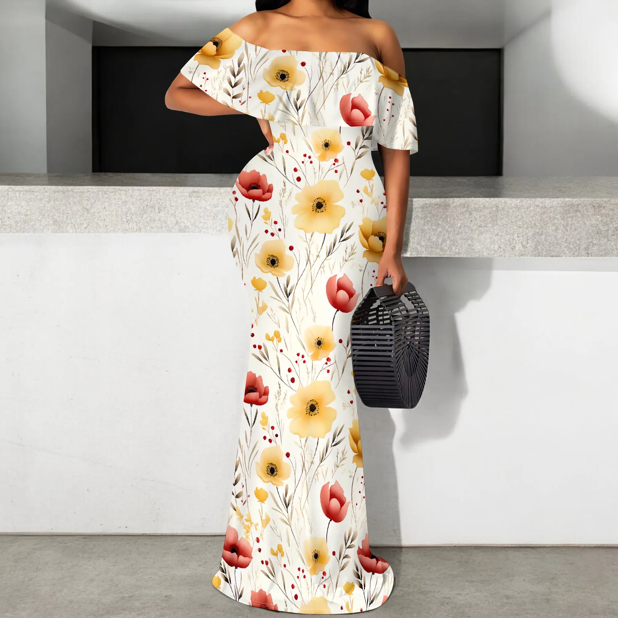 Elegant Off Shoulder Floral Maxi Dress S-3XL White Yellow Red Flowers for Spring Summer Party
Elegant Off Shoulder Floral Maxi Dress S-3XL White Yellow Red Flowers for Spring Summer Party