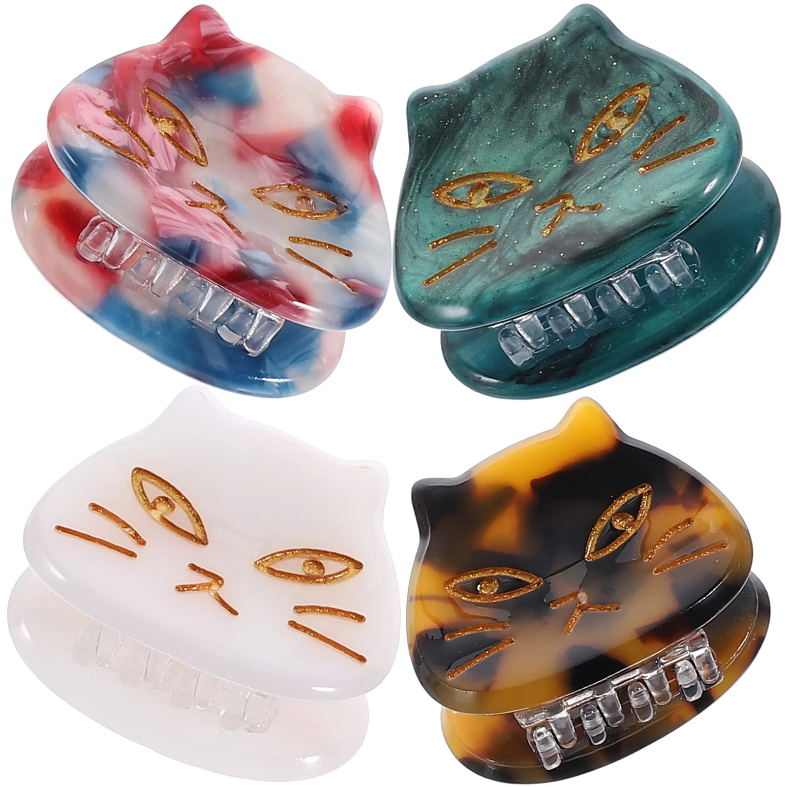 4 pcs Small Hair Clips Acetate Sheet Cute Cat Design Women Girl Accessories Green Leopard Red Blue Mermaid Colors Non Decorative
4 pcs Small Hair Clips Acetate Sheet Cute Cat Design Women Girl Accessories Green Leopard Red Blue Mermaid Colors Non Decorative