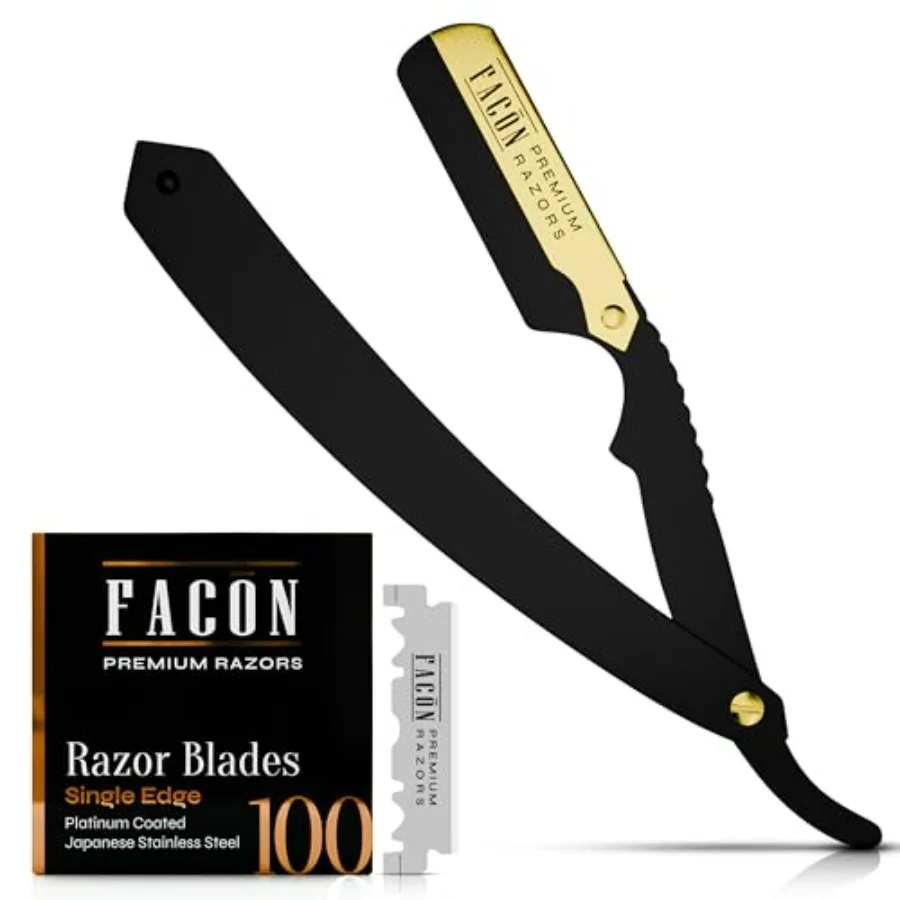 Facón Straight Razors for Men - Professional Barber Straight Edge Razor Kit with 100 Blades, Classic Stainless Steel Barbero Sh
Facón Straight Razors for Men - Professional Barber Straight Edge Razor Kit with 100 Blades, Classic Stainless Steel Barbero Sh