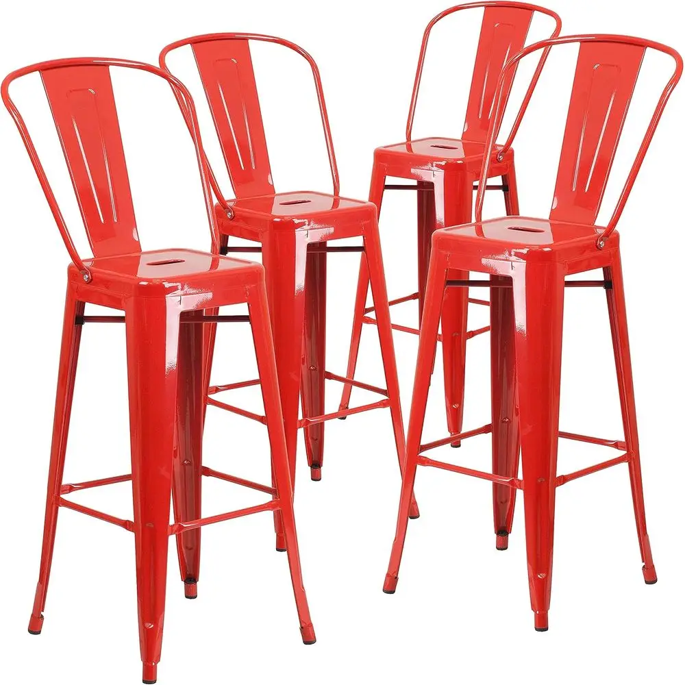 Lily Commercial Grade 4 Pack 30" High Red Metal Indoor-Outdoor Barstool with Removable Back
Lily Commercial Grade 4 Pack 30" High Red Metal Indoor-Outdoor Barstool with Removable Back