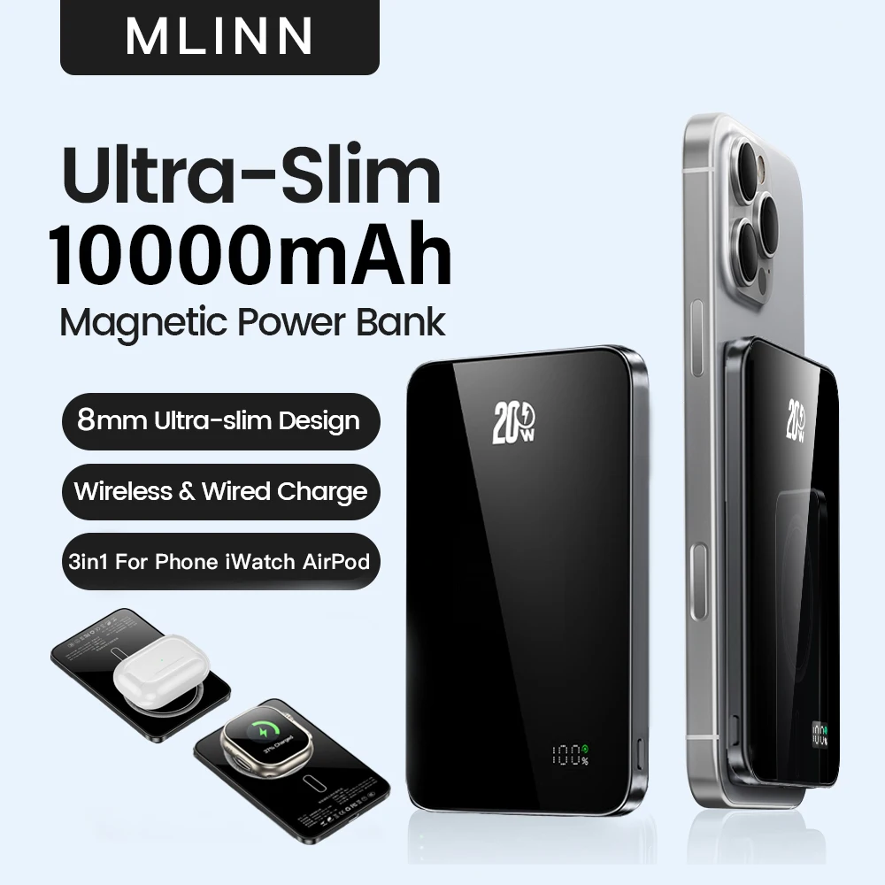 10000mAh Ultra Slim Magnetic Wireless Power Bank Portable Mini Spare Battery for Apple Watch for iPhone 16 15 14 13 12 Samsung
10000mAh Ultra Slim Magnetic Wireless Power Bank Portable Mini Spare Battery for Apple Watch for iPhone 16 15 14 13 12 Samsung