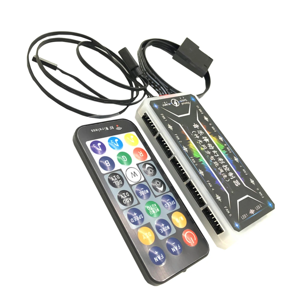 ARGB Hub Controller 10-Fan Dual LED Strip Organizer Multi-Port Splitter Adapter RGB Device Music Mode Colorful Light Rhythm Fan
ARGB Hub Controller 10-Fan Dual LED Strip Organizer Multi-Port Splitter Adapter RGB Device Music Mode Colorful Light Rhythm Fan
